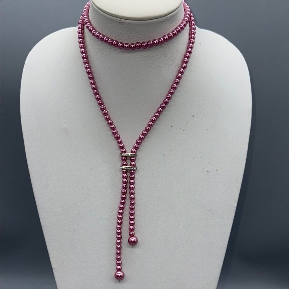 Elegant Pink Beaded Necklace - Picture 3 of 6